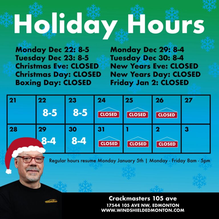 Crackmasters Auto Glas West Edmonton December hours